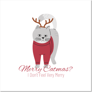 Merry Catmas Christmas Cat Posters and Art